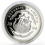Liberia 20 dollars Johannes Gutenberg The First Book Printer silver coin 2004