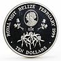 Belize 10 dollars Royal Visit proof silver coin 1994