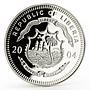 Liberia 20 dollars Athens Olympic Games series Tennis proof silver coin 2004