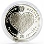 Belarus 20 rubles Love series My Heart Loving proof silver coin 2010