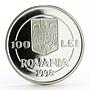 Romania 100 lei The Metropolitan Andrei Saguna and Sibiu Church silver coin 1998