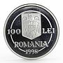 Romania 100 lei The Metropolitan Andrei Saguna and Sibiu Church silver coin 1998