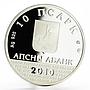 Abkhazia 10 apsars Pitsundsky Cathedral of Saint Andrew proof silver coin 2010