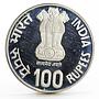 India 100 rupees International Year of the Child proof silver coin 1981