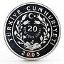 Turkey 20 lira Animal series Striped Hyena proof silver coin 2005