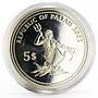 Palau 5 dollars Marine Life Protection series Sea Jellyfish silver coin 2002