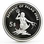 Palau 5 dollars Marine Life Protection series Sea Jellyfish silver coin 2002