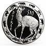 Sierra Leone 10 dollars Nocturnal Animals series Duiker silver coin 2008