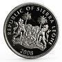 Sierra Leone 10 dollars Nocturnal Animals series Pygmy Hippo silver coin 2008