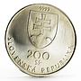 Slovakia 200 korun 150 Years of Slovak Language Politic Writers silver coin 1993