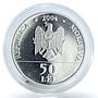 Moldova 50 lei Mitropolitul Dosoftei proof silver coin 2004