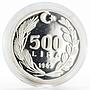 Turkey 500 lira 10th Anniversary of Circulation Special Edition silver coin 1989