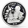 Sierra Leone 10 dollars English Naturalist Charles Darwin proof silver coin 1999