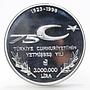 Turkey 3000000 lira 75th Years of the Republic State The People silver coin 1998
