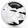 Solomon Islands 25 dollars Aircraft series Spitfire Plane proof silver coin 2003