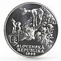 Slovakia 500 korun Tatras National Park Animals Fauna proof silver coin 1999
