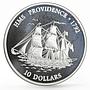 Fiji 10 dollars Sailing Ships series HMS Providence Ship proof silver coin 2001