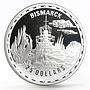 Solomon Islands 25 dollars Legendary Warships series Bismarck silver coin 2005