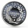 Turkey 1000000 lira Endangered Wildlife series Greater Snowdrop silver coin 1996