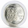 Slovakia 200 korun 50th Anniversary of National Gallery proof silver coin 1998