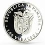 Panama 1 balboa Calgary Olympic Winter Games series Ski Jumping silver coin 1988