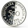 Slovenia 500 tolarjev 400 Years of the Battle for Sisak proof silver coin 1993