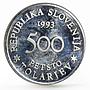 Slovenia 500 tolarjev 400 Years of the Battle for Sisak proof silver coin 1993