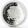 Congo 1000 francs Year of the Monkey Lucky Monkey colored silver coin 2016