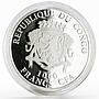 Congo 1000 francs Russian Winter Clock colored proof silver coin 2016