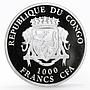 Congo 1000 francs Russian Winter Clock colored proof silver coin 2016