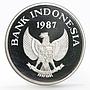 Indonesia 10000 rupiah World Wildlife series Wild Pig proof silver coin 1987