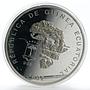 Equatorial Guinea 15000 francs Wildlife Map Elephant mother and calf silver 1992