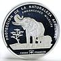 Equatorial Guinea 15000 francs Wildlife Map Elephant mother and calf silver 1992