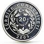 Turkey 20 lira Animal series Desert Lizard proof silver coin 2005