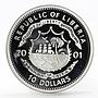 Liberia 10 dollars New Millenium Wheel of Fortune proof silver coin 2001
