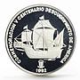 Equatorial Guinea 7000 francos Discovery of America Ship proof silver coin 1992