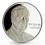 Azerbaijan 50 manat Heydar Aliyev President Map silver proof coin 2004