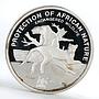 Uganda 5000 shillings Protection of African nature Wildlife Leopards silver 1993