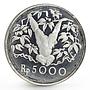 Indonesia 5000 rupiah Animal series Orangutan proof silver coin 1974
