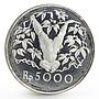 Indonesia 5000 rupiah Animal series Orangutan proof silver coin 1974