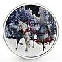 Tokelau 1 dollar Russian Troika Horses colored silver proof coin 2014