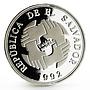 Salvador 150 colones Union for the Peace series United Humanity silver coin 1992