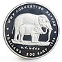 Thailand 200 baht WWF Conserving Nature series The Elephants silver coin 1998