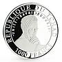 Chad 1000 francs Forgotten Cultures series Easter Island proof silver coin 1999