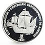 Equatorial Guinea 7000 francs Discovery of America Ship proof silver coin 1992