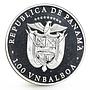 Panama 1 balboa Calgary Olympic Winter Games series Hockey silver coin 1988