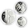 Mexico set of 3 coins Football World Cup 1986 proof silver coins 1985