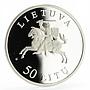 Lithuania 50 litu 10th Anniversary of Restored Independence silver coin 2000