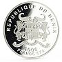 Benin 1000 francs Year of the Horse series Pegasus colored silver coin 2014