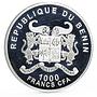 Benin 1000 francs Year of the Horse series Pegasus colored silver coin 2014